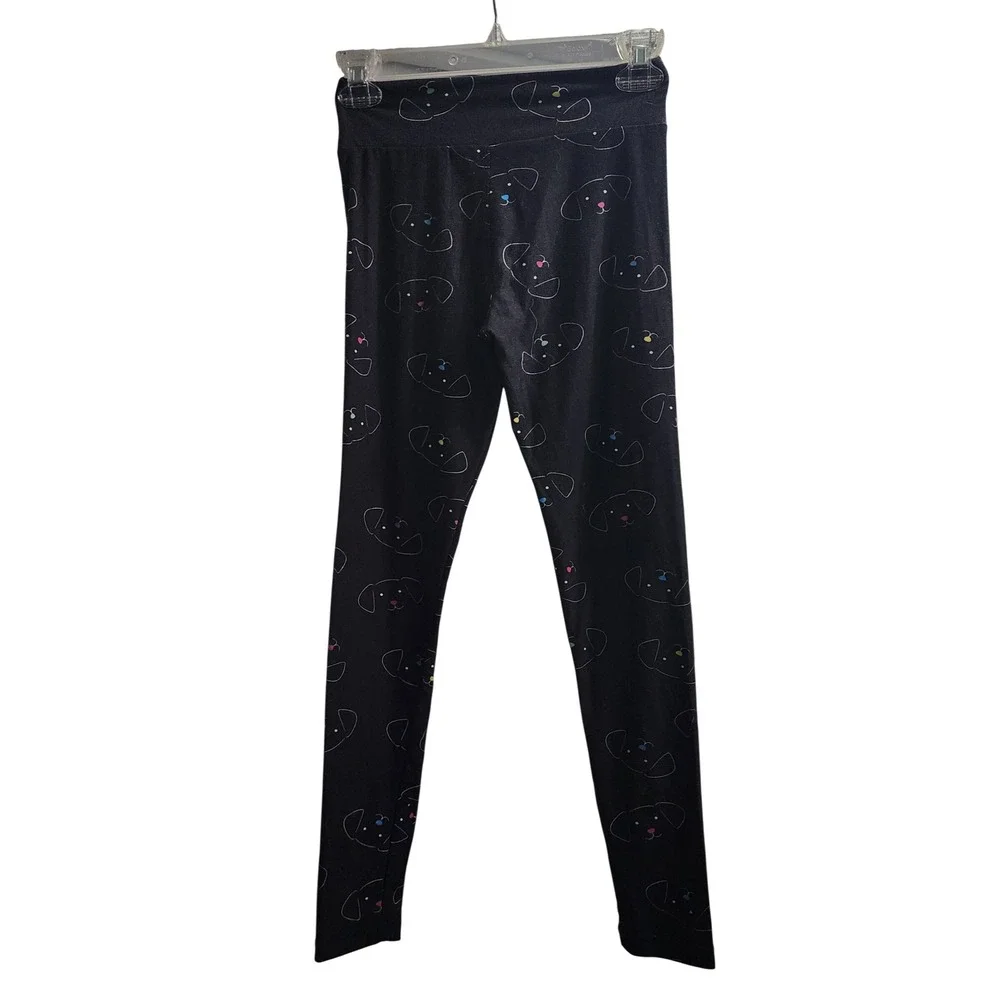 LuLaRoe Tween Black Dog Face Print Leggings‎
